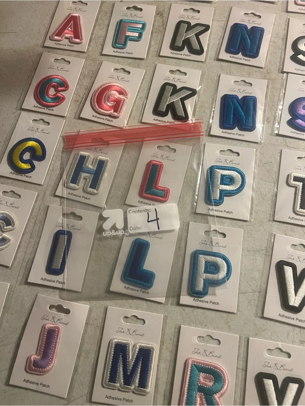 Alphabet Letter Adhesive Patches - Blue, Pink, Teal, Yellow, Gray #4